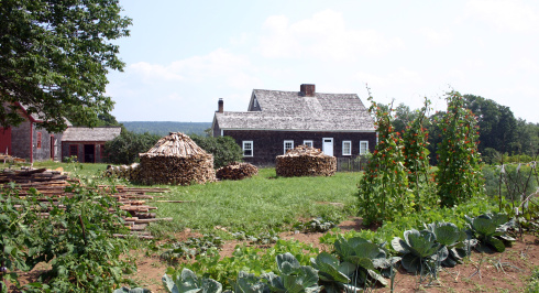 Ross Farm Museum, Rosebank Cottage, Garden in front.